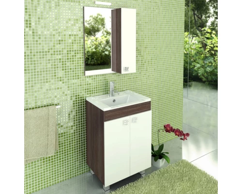 Зеркальный шкаф 60x70 см дуб солсбери/белый глянец Comforty Рио 00003126981