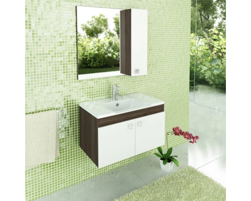 Зеркальный шкаф 79,6x75 см дуб солсбери/белый глянец Comforty Рио 00003126982