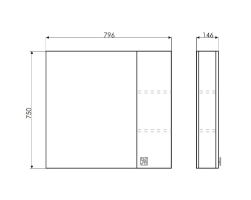 Зеркальный шкаф 79,6x75 см дуб солсбери/белый глянец Comforty Рио 00003126982