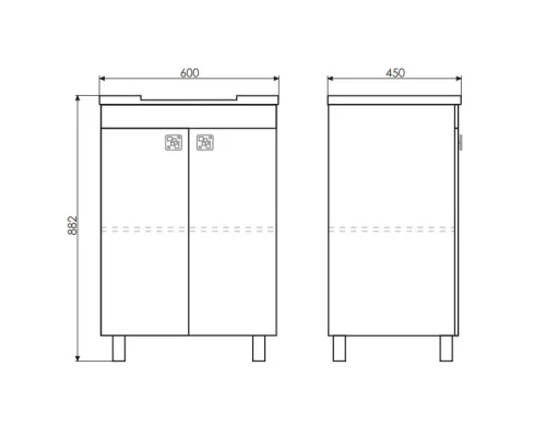 Тумба с раковиной дуб солсбери/белый глянец 60 см Comforty Рио 00003126983