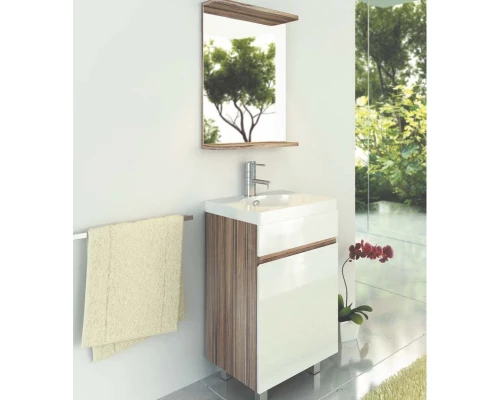 Тумба с раковиной белый глянец/эбони светлый 49,5 см Comforty Астра 00003118246