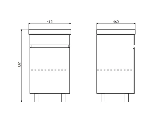 Тумба с раковиной белый глянец/эбони светлый 49,5 см Comforty Астра 00003118246