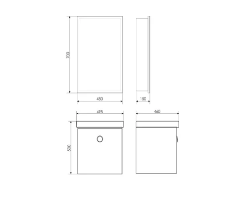 Тумба с раковиной белый глянец/эбони светлый 49,5 см Comforty Магнолия 00003118133