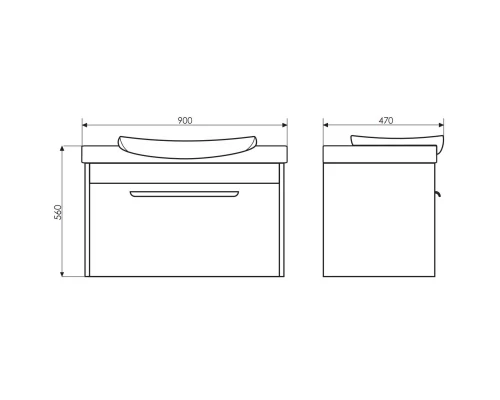 Тумба с раковиной белый глянец/сосна лоредо 90 см Comforty Киото 00003126707