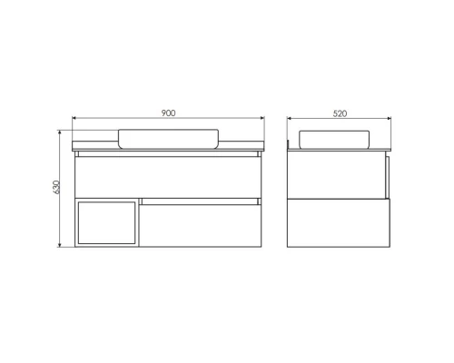 Тумба с раковиной дуб белый 90 см Comforty Прага 00004136270