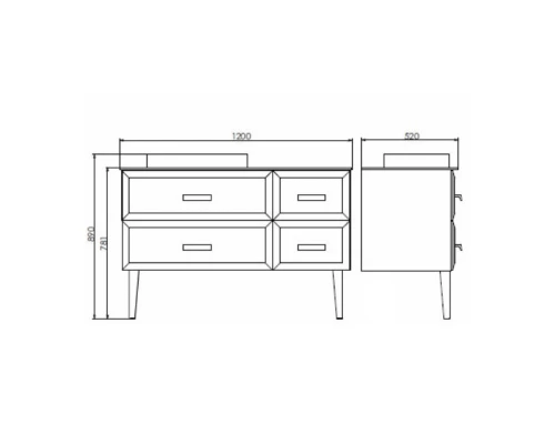 Тумба с раковиной белый глянец 120 см Comforty Империя 00004142359