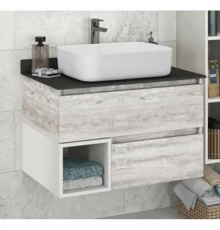 Тумба с раковиной дуб белый/белый 75 см Comforty Прага 00004144201