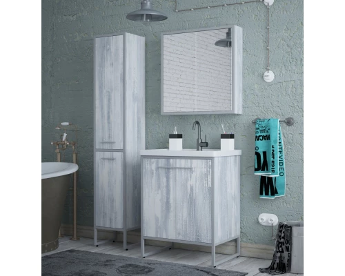 Зеркальный шкаф 70x70 см арт/серый Corozo Айрон SD-00000279