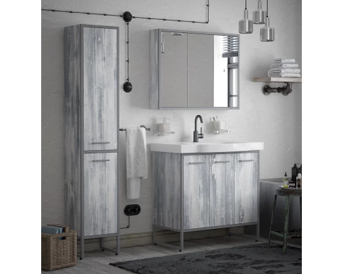 Зеркальный шкаф 90x70 см арт/серый Corozo Айрон SD-00000281