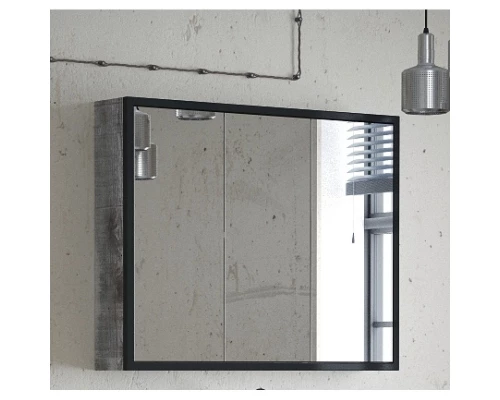 Зеркальный шкаф 90x70 см антик/черный Corozo Айрон SD-00000282