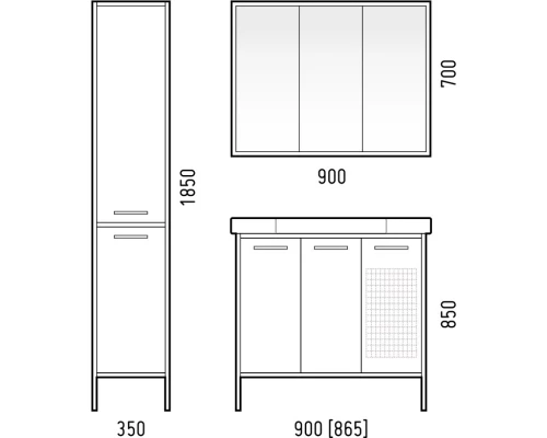 Зеркальный шкаф 90x70 см антик/черный Corozo Айрон SD-00000282