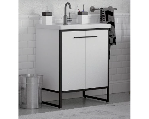 Тумба белый глянец/черный 65 см Corozo Айрон SD-00000411