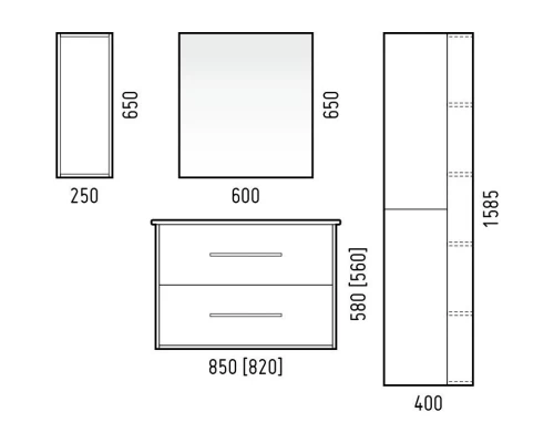 Тумба белый глянец/дуб сонома 82 см Corozo Гольф SD-00000313