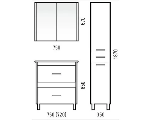 Зеркальный шкаф 75x67 см лайн Corozo Верона SD-00000287