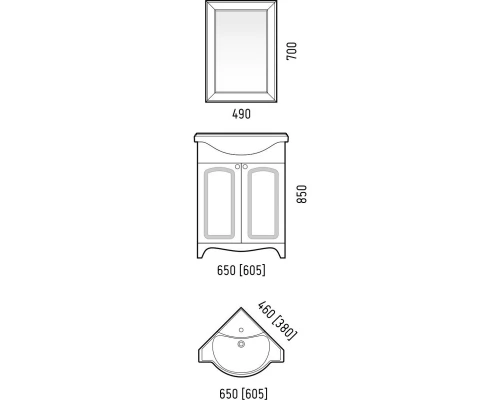 Зеркальный шкаф угловой 49x70 см белый глянец Corozo Классика SD-00000289