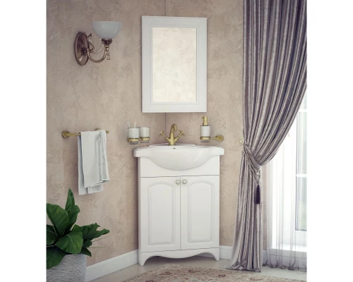 Зеркальный шкаф угловой 49x70 см белый глянец Corozo Классика SD-00000289