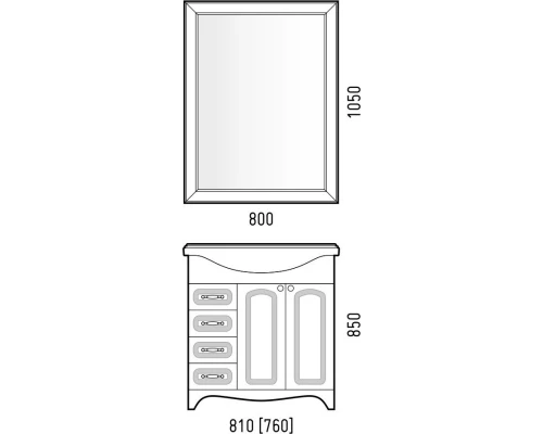 Зеркало 80x80 см белый глянец Corozo Классика SD-00000271
