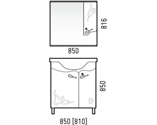 Зеркальный шкаф 85x81,6 см белый глянец Corozo Венеция SD-00000283