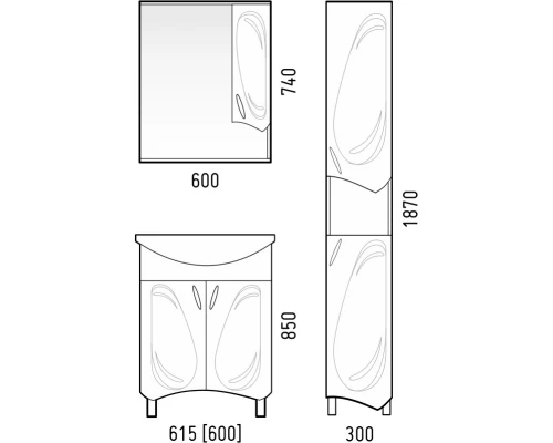 Пенал напольный белый глянец Corozo Кентис SD-00000335