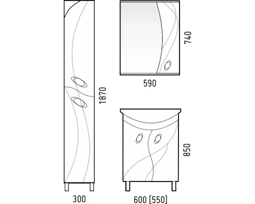 Зеркальный шкаф 59x74 см белый глянец Corozo Наина SD-00000298