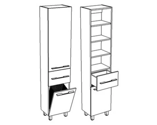 Пенал напольный белый глянец с бельевой корзиной Corozo Мирэль SD-00000400