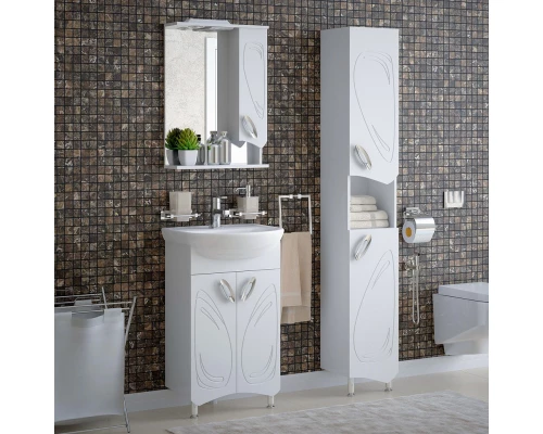 Зеркальный шкаф 50x74 см белый глянец Corozo Лидер SD-00000293