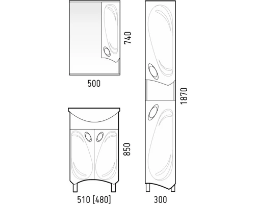 Тумба белый глянец 48 см Corozo Лидер SD-00000318