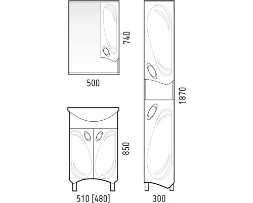 Тумба с раковиной белый глянец 51 см Corozo Лидер SETSD-00000318/SD-00000371