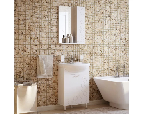 Тумба с раковиной белый глянец 55,5 см Corozo Орфей SETSD-00000360/SD-00000065