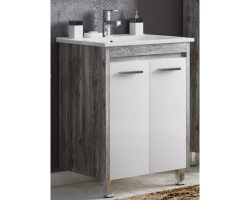 Тумба с раковиной белый глянец/антик 66 см Corozo Лорена SETSD-00000354/SD-00000391