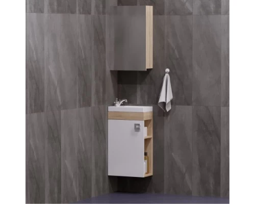 Тумба с раковиной белый глянец/дуб сонома 40 см Corozo Комо SETSD-00000352/UM-COM40/1