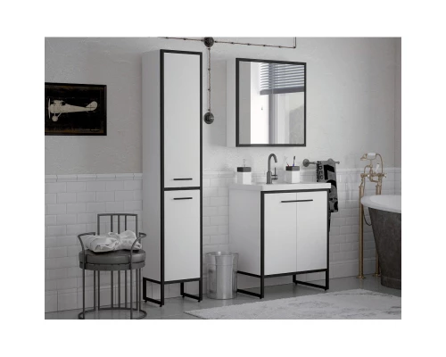 Тумба с раковиной белый глянец/черный 61 см Corozo Айрон SETSD-00000399/SD-00000380