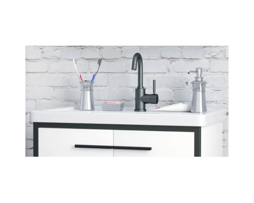 Тумба с раковиной белый глянец/черный 61 см Corozo Айрон SETSD-00000399/SD-00000380