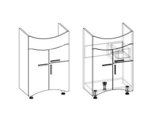 Тумба с раковиной белый глянец 56 см Corozo Креста SETSD-00000353/IDL56SAWB01