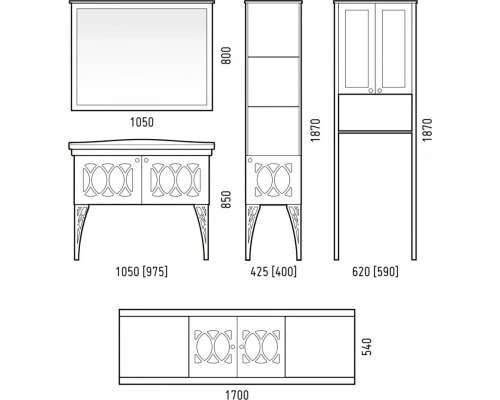 Тумба с раковиной белый матовый 106,5 см Corozo Таормина SETSD-00000322/SD-00000394