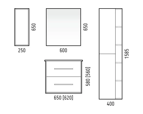 Тумба с раковиной белый глянец/дуб сонома 66 см Corozo Гольф SETSD-00000312/SD-00000391