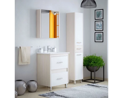 Тумба с раковиной белый глянец/лайн 66 см Corozo Верона SETSD-00000310/SD-00000391