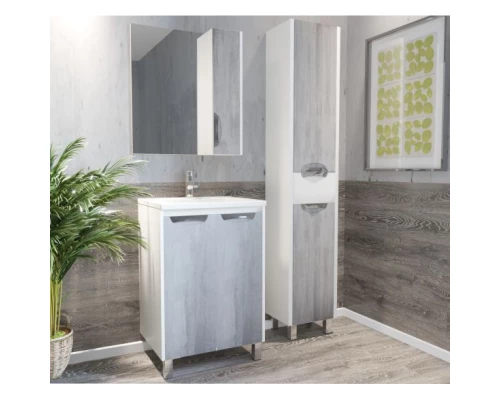 Тумба с раковиной белый глянец/бетон 66 см Corozo Чикаго SETSD-00000325/SD-00000391