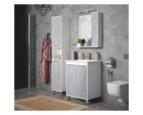 Тумба с раковиной белый глянец/бетон 76,5 см Corozo Чикаго SETSD-00000363/SD-00000382