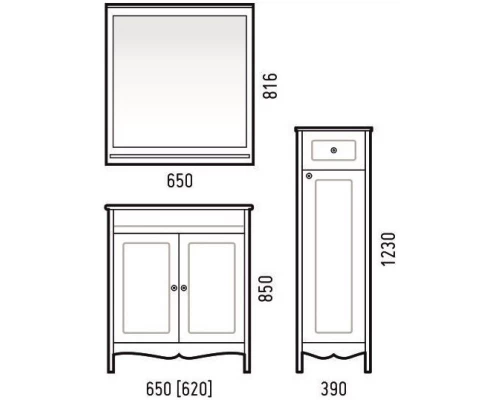 Зеркало 65x81,6 см белый глянец Corozo Блюз SD-00000002