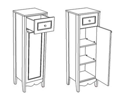 Пенал напольный белый глянец R Corozo Блюз SD-00000031
