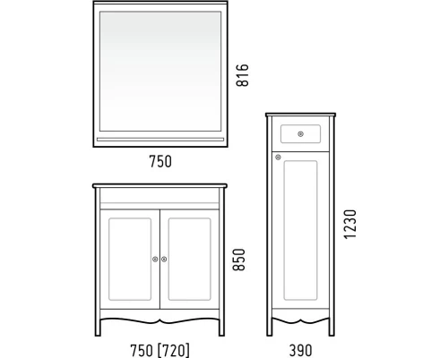 Зеркало 75x81,6 см белый глянец Corozo Блюз SD-00000029