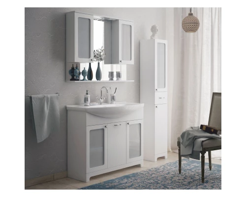 Зеркальный шкаф 105x85 см белый глянец Corozo Прованс SD-00000469