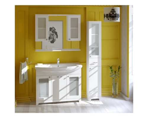 Зеркальный шкаф 105x85 см белый глянец Corozo Прованс SD-00000469