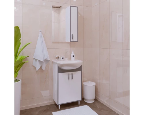 Зеркальный шкаф 50x70 см белый глянец/серый глянец R Corozo Спектр SD-00000708