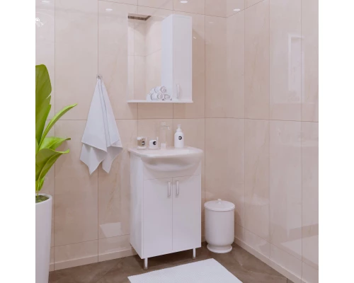 Зеркальный шкаф 50x70 см белый глянец/белый матовый R Corozo Колор SD-00000683