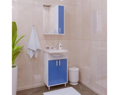 Зеркальный шкаф 50x70 см белый глянец/синий матовый R Corozo Колор SD-00000709