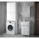 Пенал напольный для стиральной машины белый глянец/белый матовый с бельевой корзиной Corozo Денвер SP-00000562