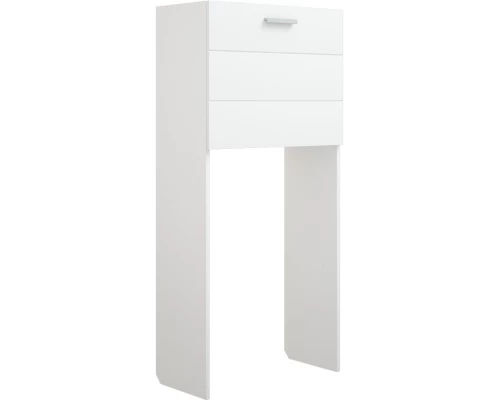 Пенал напольный для стиральной машины белый глянец/белый матовый с бельевой корзиной Corozo Денвер SP-00000562