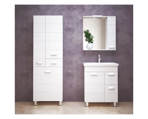 Зеркальный шкаф 60x74 см белый глянец/белый матовый R Corozo Денвер SD-00000533